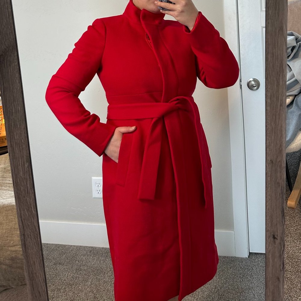 J.Crew Double-Cloth Funnel Coat in Authentic Red